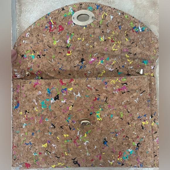 Street Level Cork Color Splash / Paint Splash Clutch Purse, 12.5”x 8” 100% cork. - Picture 5 of 7